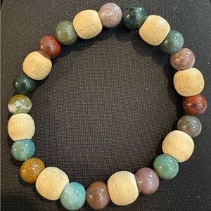 Natural Stone and Wood Beaded Bracelet